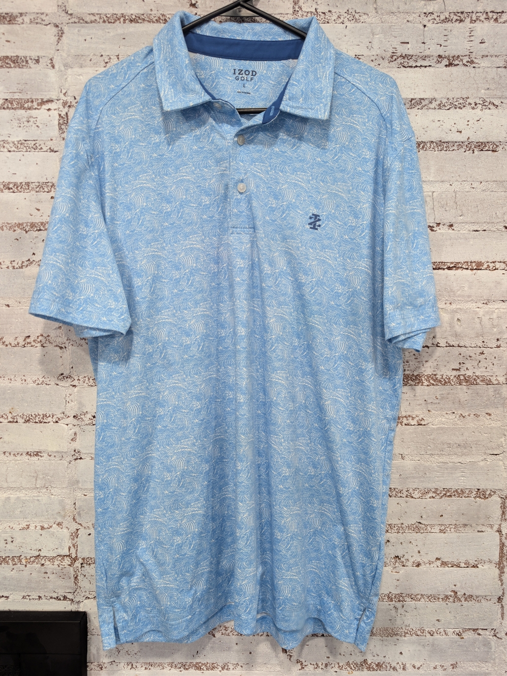 Izod Light Blue Short-Sleeve Printed Golf Polo